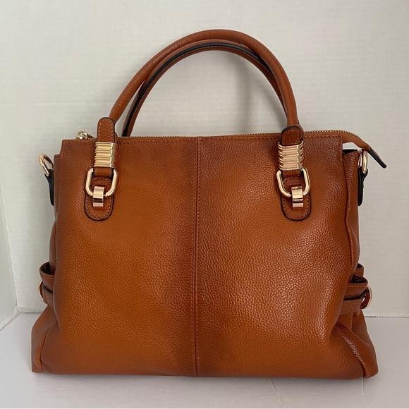 Used Kattee Tan Pebbled Genuine Leather Tote Bag Does not have shoulder strap - Picture 2 of 8